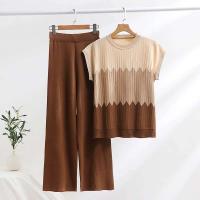 Pantalones informales de verano con gradiente, ropa informal, pijama de 2 piezas, conjunto de camiseta sin mangas de punto, conjunto de dos piezas para mujer 2025 - details 4