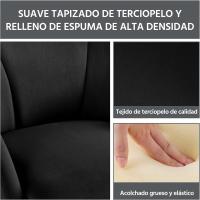 Silla de comedor moderna tapizada en terciopelo con brazos y respaldo ergonómico gris - details 18