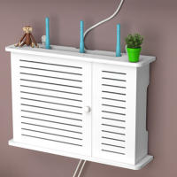 Caja de Almacenamiento para Router Inalámbrico Wifi de Madera con Soporte para Cables y Enchufe Placa de Pared Colgante - details 3