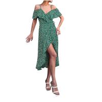 Vestido largo con tirantes y estampado floral para mujer, estilo bohemio de playa, moderno, un hombro, irregular, fresco diario - details 3