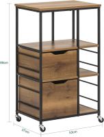 Carrito de Servicio Camarera con Ruedas Multiusos Mueble para microondas con 3 Cajones y 3 Estantes 53 x 37 x 89 cm ES - details 4