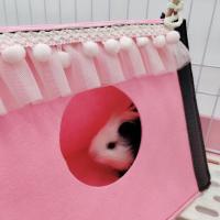 Casa esquinera para hámster, tienda de campaña de fieltro para conejos, casa plegable, tienda oculta de conejo rosa, nido de hámster azul, esquina escondida, Chinchilla - details 5