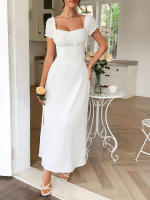 Vestido largo elegante de manga corta con hombros descubiertos para mujer, moda Primavera Verano - details 13