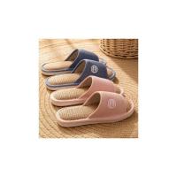 Zapatillas de lino antideslizantes para hombre y mujer, zapatos transpirables, planos de cáñamo de algodón cómodos, informales, para el hogar y el dormitorio - details 1