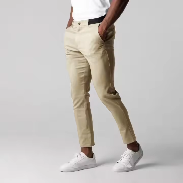 Pantalones de algodón versátiles de negocios juveniles para hombres transpirables informales nuevos de Four Seasons - 1