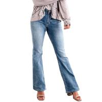 Vaqueros informales clásicos elásticos para mujer, pantalones vaqueros micro acampanados holgados de talla grande a la moda, ajustados y elásticos - details 1