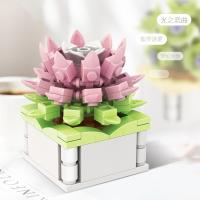 Construcción de suculentas para niños, decoración de escritorio, ramo eterno, flor de bloque, juguete educativo, modelo de plantas en maceta - details 4
