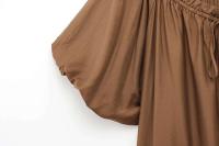 Vestido largo con cuello de manga corta para mujer, camisa holgada con diseño de cordón, primavera/verano, nueva moda - details 6