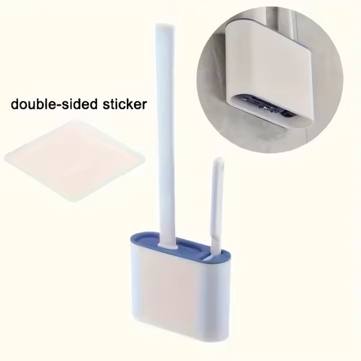 Cepillo De Limpieza De Inodoro De Silicona, 1 ud., Cepillo De Inodoro Montado En La Pared Sin Perforaciones Con Caja D - 1