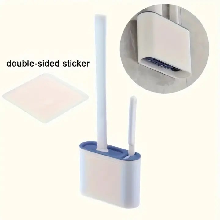 Cepillo De Limpieza De Inodoro De Silicona, 1 ud., Cepillo De Inodoro Montado En La Pared Sin Perforaciones Con Caja D - 1