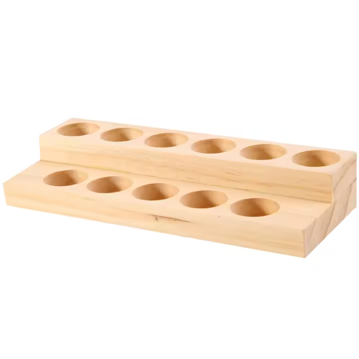 Bandeja de aceite esencial de madera con 11 agujeros, estante de exhibición de madera Natural hecho a mano, estación de demostración para botellas de 5-15Ml - 1