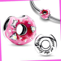 Pulsera de plata para fabricación de joyas, cuentas brillantes en forma de donut - details 0