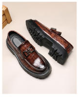 Nuevos zapatos de cuero para hombres, mocasines de plataforma que realzan los zapatos casuales de cuero - details 5