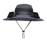 Ventilador de carga USB extraíble, gorra para senderismo al aire libre, con 2 ventiladores solares, sombrero para el sol de ala ancha para pescar - details 8