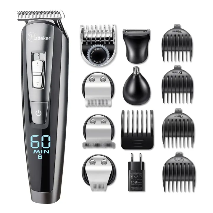 HATTEKER-Cortadora de pelo profesional 5 en 1 para hombre, afeitadora de barba resistente al agua, para el cuerpo - 1