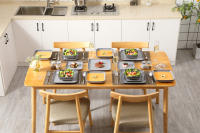 LOVECASA-Juego de cena para 4, vajilla de gres, servicio de 16 piezas con plato de cena/postre/sopa, tazón de cereales, gris degradado - details 3
