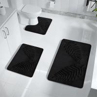 Alfombrilla de baño con patrones de hojas, alfombra de baño antideslizante, alfombrilla de inodoro en forma de U, alfombra suave de baño absorbente, decoración de baño, accesorio para el hogar - details 9