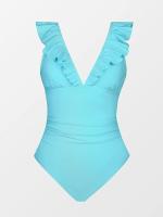 Bañador para Mujer Volante Cuello en V Fruncido Traje de Baño de Una Pieza - details 13