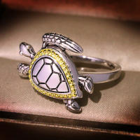 Anillo de plata de ley S925 con forma de tortuga, oro de 14 quilates, diseño de nicho para mujer, joyería de regalo - details 4