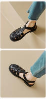 Sandalias romanas tejidas de tacón grueso de verano para mujer, estilo retro - details 2