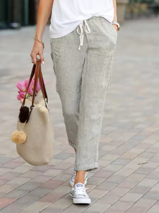 Pantalones Elegantes para Mujer Diseño Sencillo y Moderno de Cinturón de Cordón - 1