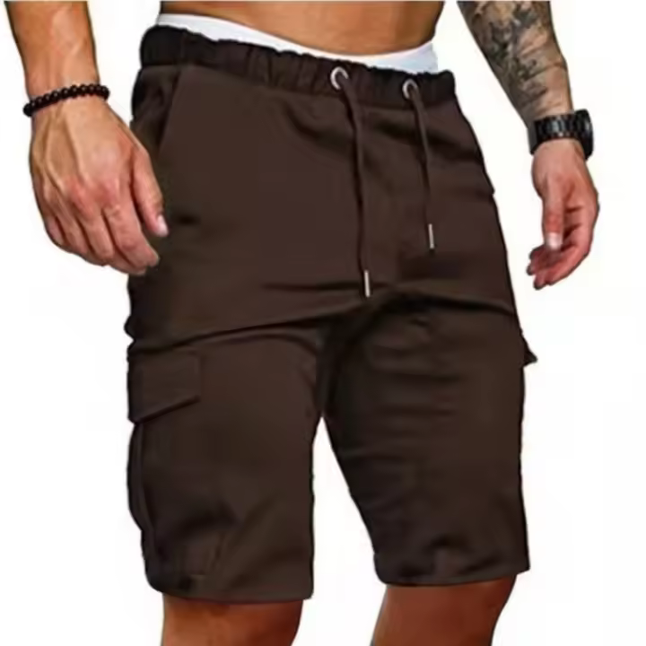 Pantalones cortos de trabajo para hombre, pantalones anchos de cinco cuartos con múltiples bolsillos, estilo casual con tie-dye. - 1