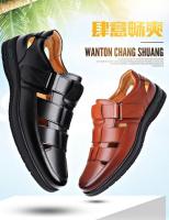 Sandalias de cuero informales formales con suela suave antideslizantes de verano para hombre, zapatos para papá de mediana edad, color negro - details 0