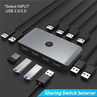 Divisor de interruptor Kvm USB 2,0 para PC, teclado, ratón, impresora, 4 en 4 salidas, convertidor de concentrador, USB para compartir ordenador - details 3