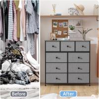 Cómoda con 9 cajones de tela, cómoda de dormitorio, mueble de almacenamiento, muebles de dormitorio, cómoda de 9 cajones, cómoda para cocina, oficina, pasillo, estilo rústico - details 13