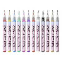 Nail Art Graffiti Pen 12 unids/set Nail Art Graffiti Pen marcador de uñas dibujo líneas abstractas detalle fino diseño Floral herramientas de pintura de uñas impermeables - details 1