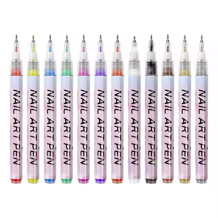 Nail Art Graffiti Pen 12 unids/set Nail Art Graffiti Pen marcador de uñas dibujo líneas abstractas detalle fino diseño Floral herramientas de pintura de uñas impermeables - 1