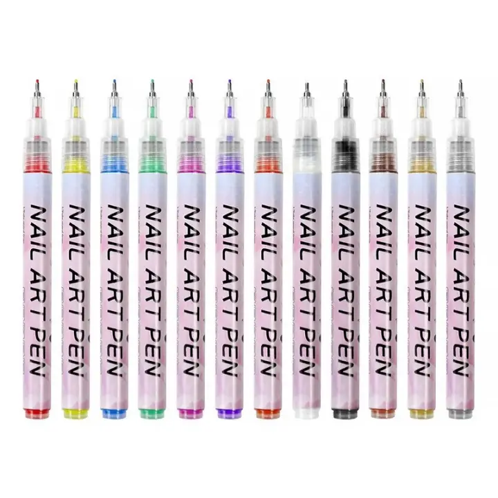 Nail Art Graffiti Pen 12 unids/set Nail Art Graffiti Pen marcador de uñas dibujo líneas abstractas detalle fino diseño Floral herramientas de pintura de uñas impermeables - 1