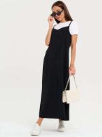 Vestido largo sin mangas para mujer, informal, ribete negro liso, otoño e invierno, verano - details 5