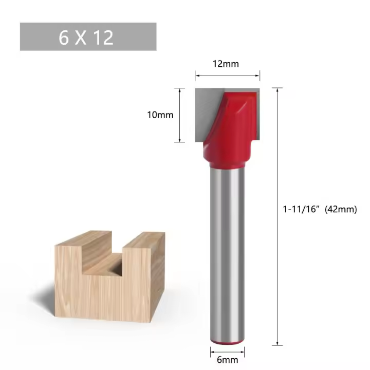 Herramienta de ranurado, broca de vástago de 6mm, brocas de enrutador de tallado de madera, herramientas de carpintería, broca inferior de limpieza - 1