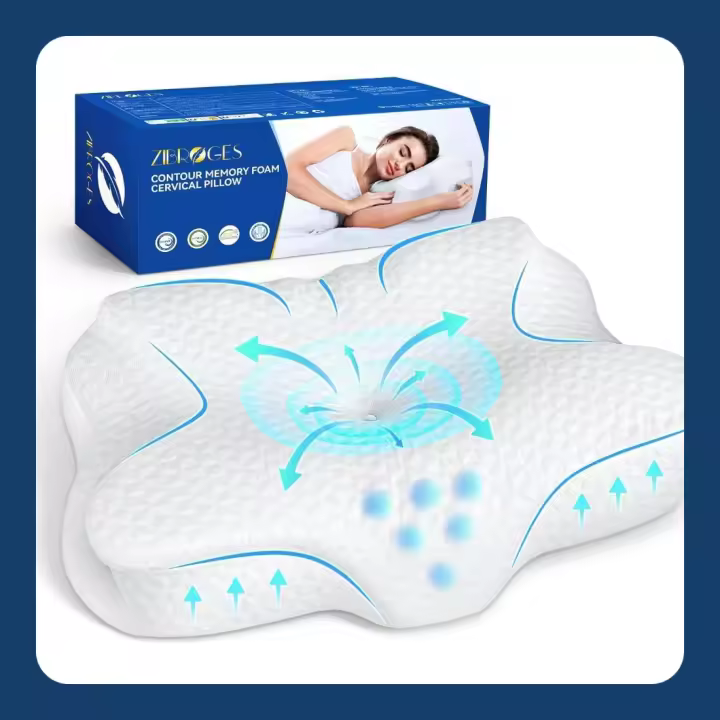 Almohada de Espuma con Memoria, Almohada Confortable para el Cuello, Ideal para Quienes Duermen de Lado, boca arriba o boca abajo, Funda de Almohada Lavable, 61x41x11,5cm - 1