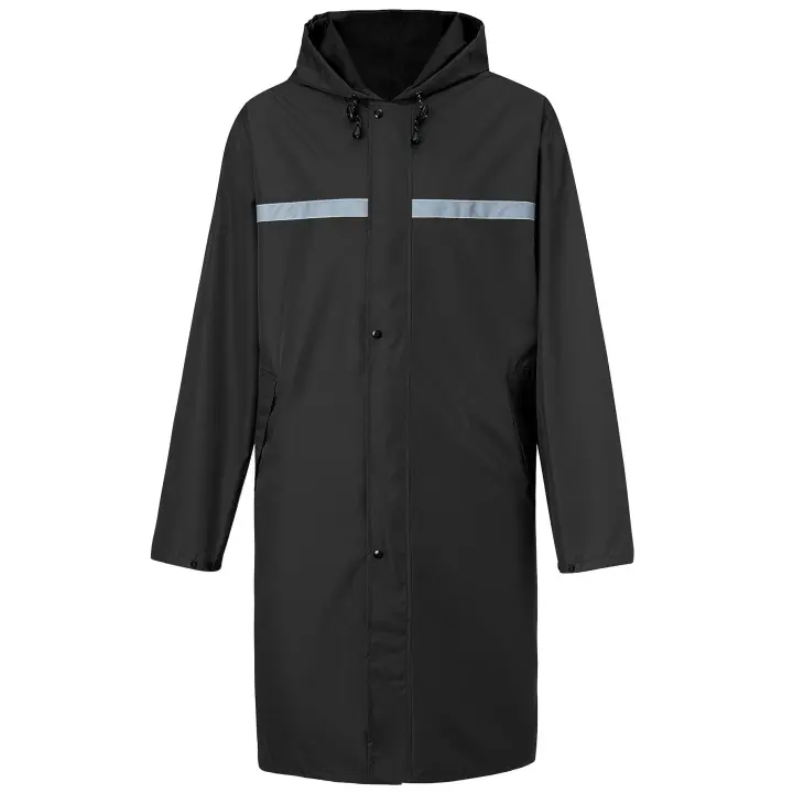 Chubasquero informal con capucha para hombre, Poncho impermeable con bolsillos, largo, Unisex, para senderismo y Camping, XL - 1