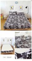 Sábana de Cama Impresa con Flor Azul Funda de Almohada de Lino Reactive para Cama Individual/Reina/Rey Protector de Almohada de Tela Elástica - details 10