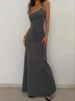 El vestido largo con tirantes de estilo informal minimalista de moda es súper en forma de A con una figura curvilínea y elegante The S-w - details 1