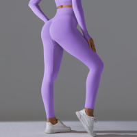 Hamidou-Pantalones deportivos de Yoga para mujer, mallas de cintura alta y caderas ajustadas, glúteos de melocotón, pantalones de Yoga desnudos de cintura alta - details 30