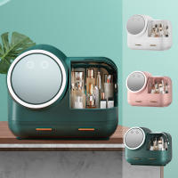 Caja organizadora de Maquillaje con Espejo y LED, Caja para Cosméticos, 31x31,5, Cubierta Antipolvo - details 0
