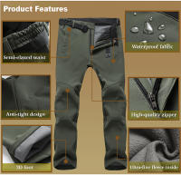 LNGXO Pantalones de Vellón para Hombres Cálidos, Impermeables, a Prueba de Viento para Invierno - details 6