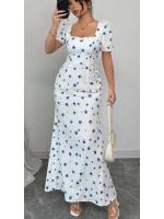 Vestido largo francés 2025 verano nueva cintura y temperamento delgado ropa de mujer floral de manga corta pequeño vestido fresco. - details 6