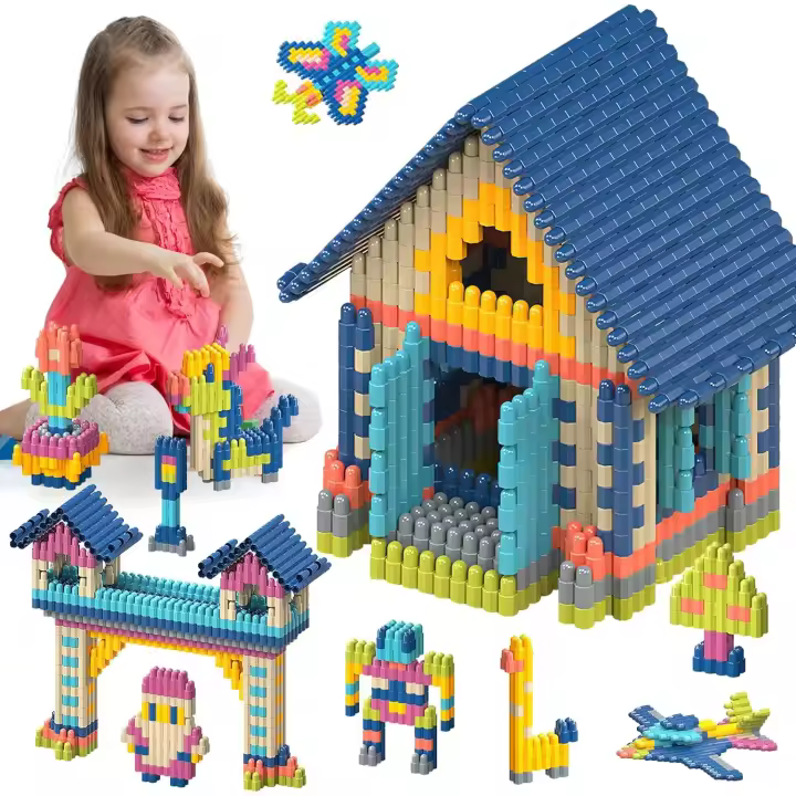 Juego de bloques de construcción de piezas para niños y niñas, juguete educativo para desarrollar el cerebro, preescolar, 320 - 1