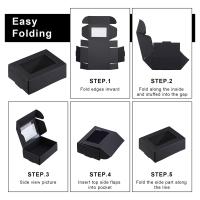 Mini caja de papel Kraft con ventana, caja de embalaje para dulces de panadería, jabón casero, 50 piezas, negro - details 1