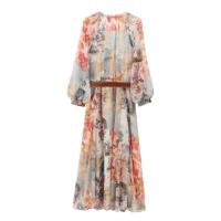 Nueva ropa de mujer, diseño francés europeo y americano con vestido Midi con estampado de cinturón 91162 - details 2