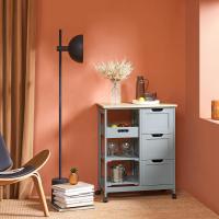Carro de Almacenamiento Mueble Auxiliar Cocina Carrito de Servir con 3 Cajones 2 Estantes y 1 Bandeja Extraíble Negro - details 9
