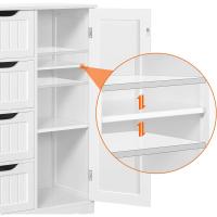 Armario de baño de suelo, mueble de baño con 4 cajones, mueble auxiliar, cómoda, armario con 2 puertas, estante ajustable 81x30x83 cm blanco - details 32