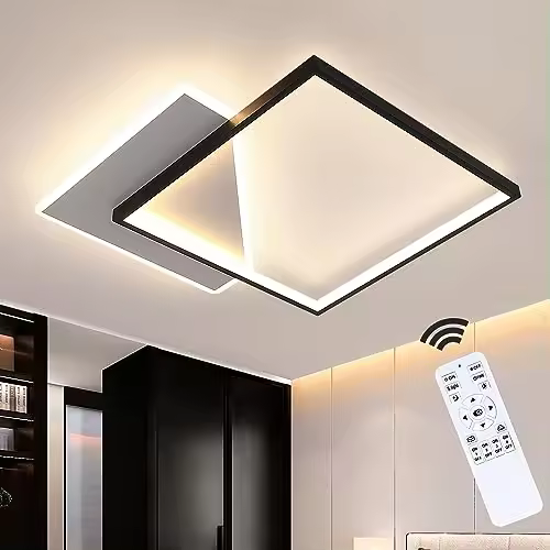 Plafón LED cuadrado aluminio 47*47*5cm blanco 32W regulable con mando a distancia Goeco - 1