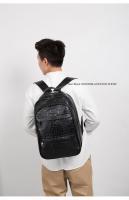 Mochila casual para hombres, mochila de cuero de moda, bolso de computadora de 15,6 pulgadas con patrón de cocodrilo, mochila de viaje - details 23
