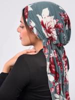 Gorros Hijab musulmanes de Ramadán, turbante de cola larga elástico suave para la cabeza, tocado estampado de moda, utilizable - details 8